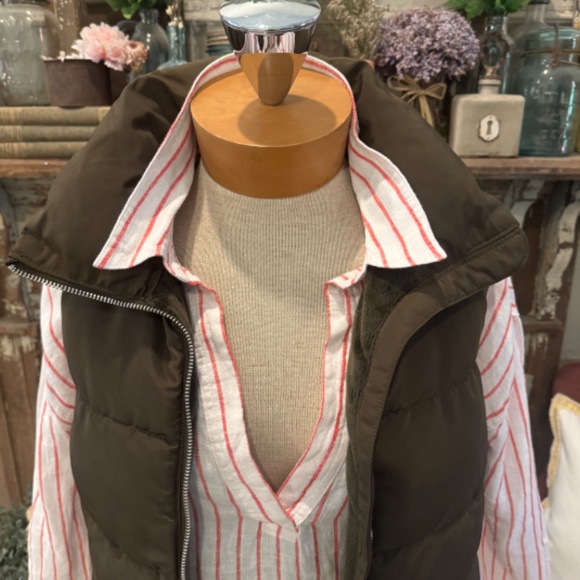 H&M PUFFER VEST COAT | Rich CHOCOLATE Brown | Oversized Neck | FUR LINED | S - Picture 7 of 13